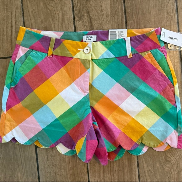 crown & ivy Pants - NWT crown & ivy Colorful Plaid Women's Shorts